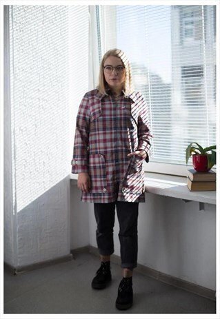 VINTAGE 80'S CHECKED ZIP FASTENING COAT