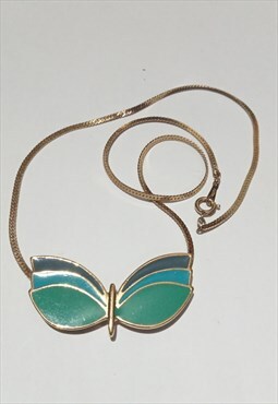 Vintage green/blue Avon butterfly necklace.