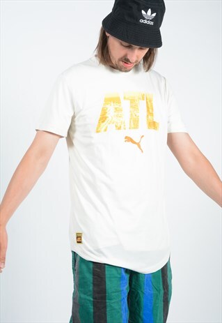 REEBOK PUMA T-SHIRT CREAM GRAPHIC PRINT