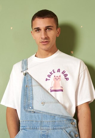TAKE A NAP MEN'S CAT SLOGAN T-SHIRT