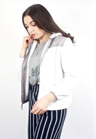 90'S RETRO WHITE BORG TEDDY FLEECE JACKET