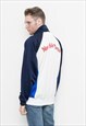VINTAGE 90S TRACK JACKET WINDBREAKER BLUE WHITE ZIP-UP 