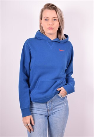 NIKE WOMENS VINTAGE HOODIE JUMPER XL BLUE 90'S