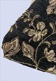 BLACK BROWN FLORAL BEADED SMALL CROSSBODY EVENING GRAB BAG