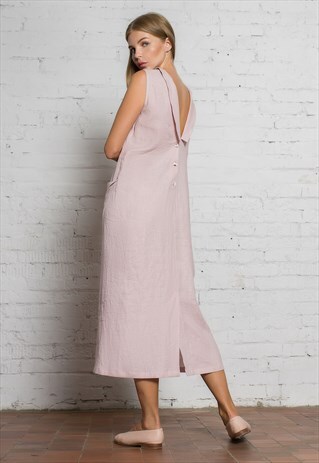 JUPITER LINEN DUSTY PINK DRESS