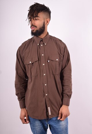 NORTH SAILS MENS VINTAGE SHIRT LARGE BROWN 90'S