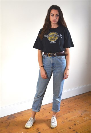 00S VINTAGE BLACK HARD ROCK CAFE ORLANDO T SHIRT
