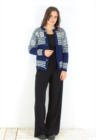 M Norwegian Wool Cardigan Sweater Jumper Jacket Nordic Knit