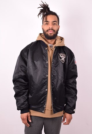 STARTER MENS VINTAGE RAIDERS REVERSIBLE BOMBER JACKET XL