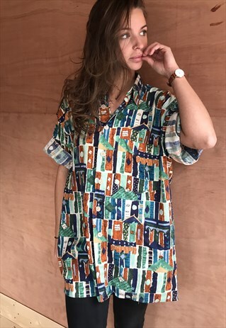 PATTERNED OVERSIZED RETRO VINTAGE UNISEX FESTIVAL SHIRT