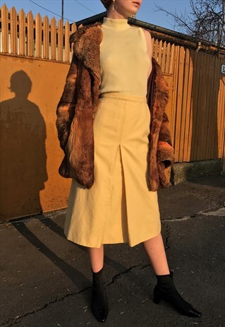 THE MOST FEMININE ROYAL YELLOW WOOL SKIRT