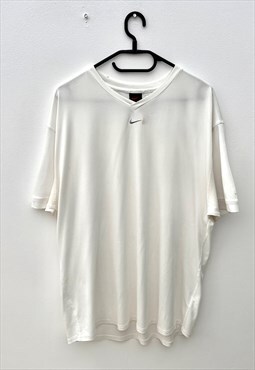 Vintage 90s Nike centre swoosh white gym wear tshirt XL 