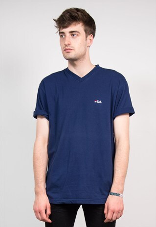 90'S RETRO NAVY V-NECK FILA T-SHIRT