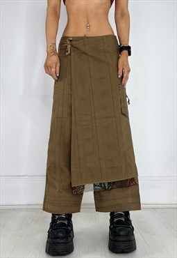 Vintage 90s Skirt Trousers Boho Hippy Festival Wide Leg Y2k