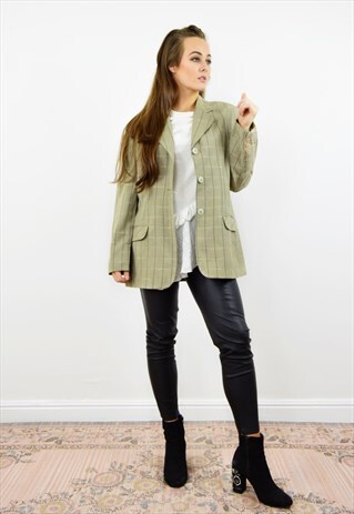 VINTAGE 90S LIGHT CHECKED BOYFRIEND BLAZER