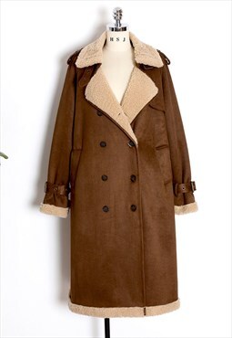 Vintage-inspired Faux Shearling Longline Coat