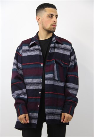 VINTAGE PATTERNED FLANNEL THICK SHIRT