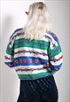VINTAGE JAZZY ABSTRACT CRAZY PATTERNED JUMPER MULTI
