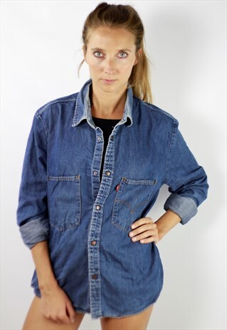 VINTAGE LEVIS DENIM SHIRT DARK BLUE