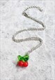 GLASS CHERRY LAMPWORK NECKLACE