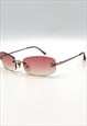 Chanel Sunglasses Rimless Rectangle Pink Clear Tinted 4002