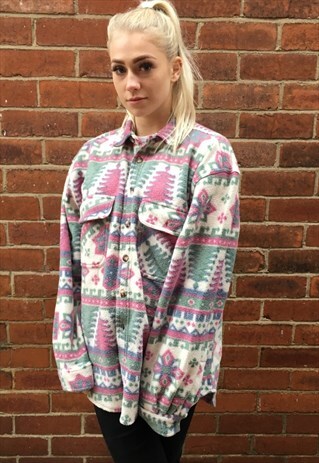 VINTAGE AZTEC TRIBAL FLEECE SHIRT JUMPER
