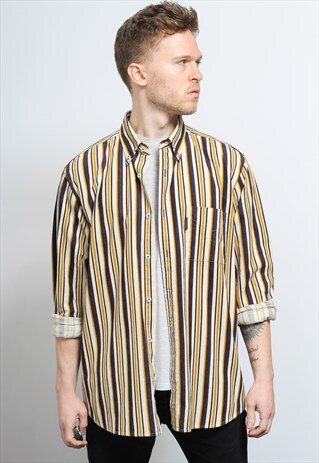 VINTAGE CORDUROY CORD STRIPED SHIRT