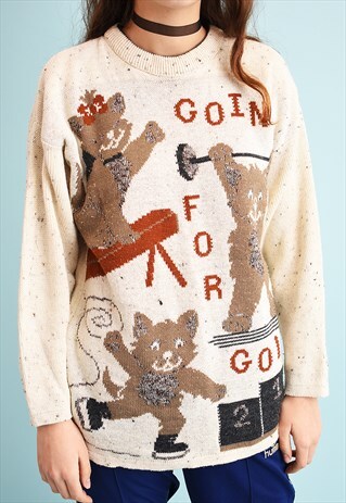 90'S RETRO OVERSIZED NOVELTY PATTERN JUMPER TOP