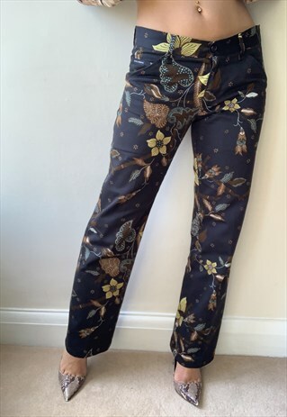 VINTAGE 90S DOLCE & GABBANA PRINTED BOOT CUT JEANS SIZE 12