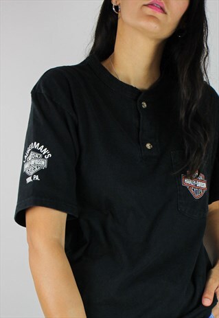VINTAGE HARLEY DAVIDSON TSHIRT W LOGO FRONT & SLEEVE