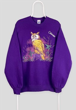 Vintage Purple Colorado Sweatshirt Owl Graphic Jerzees XL