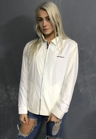 VINTAGE CARHARTT WHITE WINDBREAKER JACKET SPORTS S 8 10