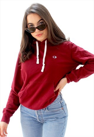 90'S RETRO RED HOODED SWEATSHIRT