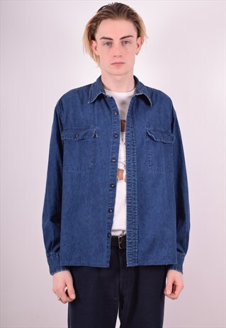 GAP MENS VINTAGE DENIM SHIRT MEDIUM BLUE 90S
