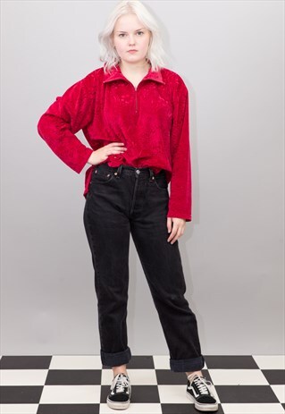 VINTAGE VELOURS VELVET 1/4 ZIP SWEATSHIRT JUMPER