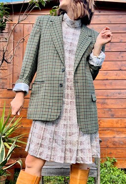 80s vintage unisex plaid tweed blazer 