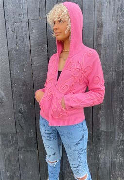 Vintage NWT 90s Embroidered Zip Front Hoodie