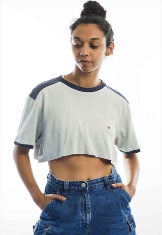 VINTAGE TOMMY HILFIGER LOGO REWORKED CROP TOP 90S M 4.7