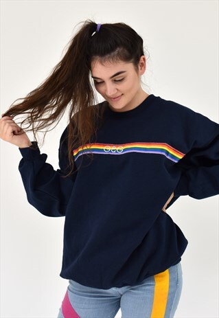 G&G UNISEX NAVY RAINBOW RIBBON SWEAT
