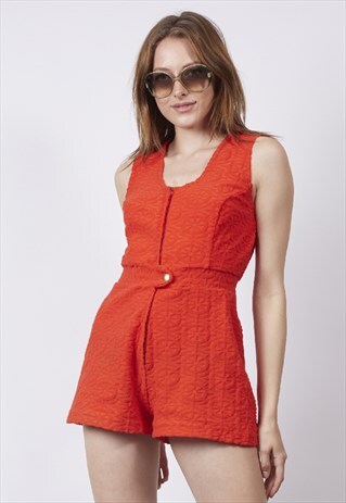 VINTAGE 60'S RED TOWELLING PLAYSUIT