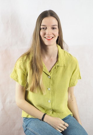 VINTAGE LIME LINEN SHIRT