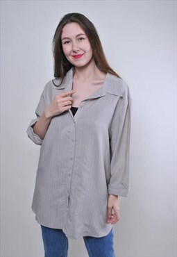 Vintage oversized minimalist striped grey blouse 
