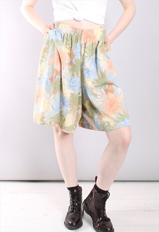 VINTAGE 80S HAWAIIAN FLORAL HIGH WAISTED CULOTTE SHORTS