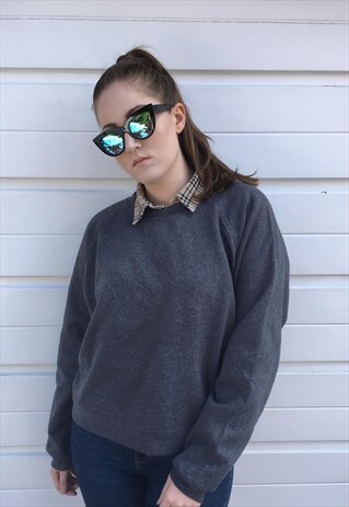 WOMENS VINTAGE 80S CHAMPION SWEATSHIRT GREY FESTIVAL JUMPER