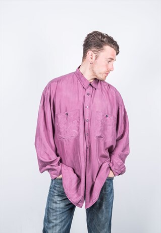 VINTAGE 1980S PURPLE SILK SHIRT