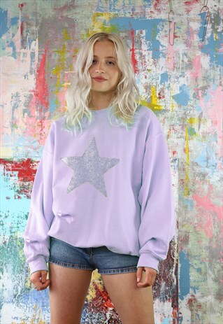SWEATSHIRT IN ORCHID WITH BIG GREY STAR