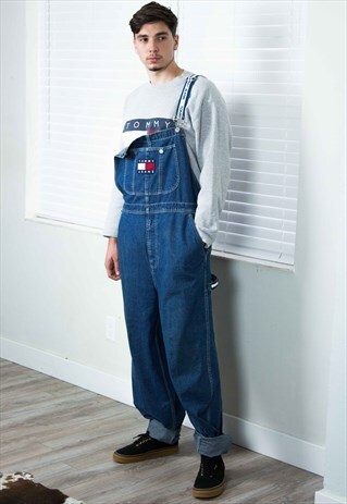 VINTAGE TOMMY HILFIGER DUNGAREES JEANS DENIM 90S L 38.2