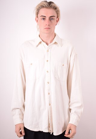 MENS VINTAGE SHIRT LARGE WHITE 90S