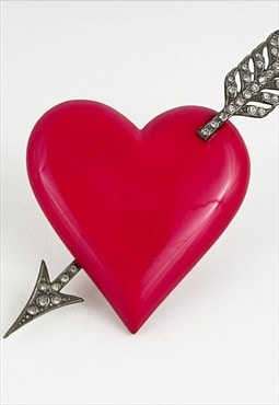  Massive Yves Saint Laurent pierced heart and arrow brooch