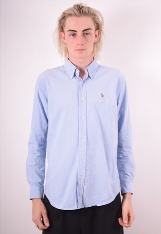RALPH LAUREN MENS VINTAGE SHIRT LARGE BLUE 90S